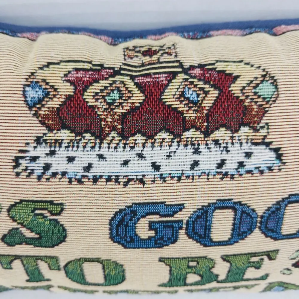Vintage Mary Engelbreit Pillow Good To Be Queen Accent Tapestry Blue